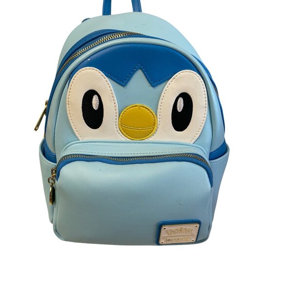 Pokemon Loungefly Piplup Mini Backpack Blue & White Faux Leather Read 4.5 x 9 x - Picture 2 of 16